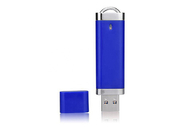 Couleur bleue du plastique 16G 2,0 USB avec le logo adapté aux besoins du client et paquet de marque de la vie d'exposition